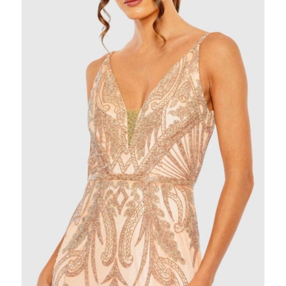 Mac Duggal Gown Dress Size 10 V Neck Sequined Beaded Embellished 6015 $598 - Picture 5 of 16